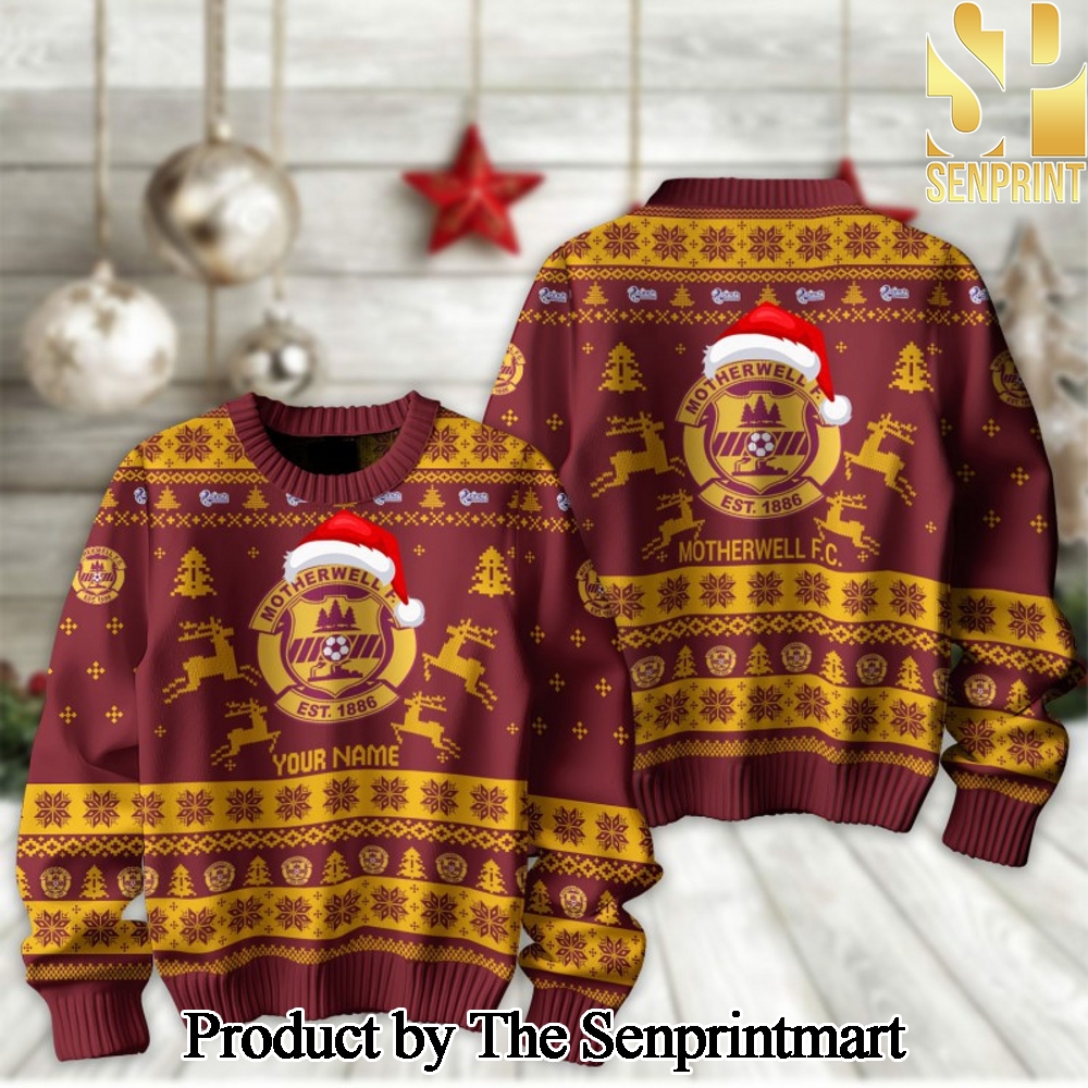 Scottish Professional Football League Motherwell F.C Woolen Christmas Sweater SEN2208