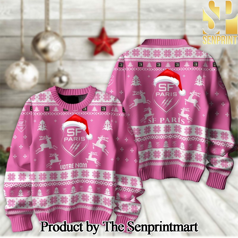 TOP 14 Rugby Union Stade Francais Wool Holiday Sweater SEN2227