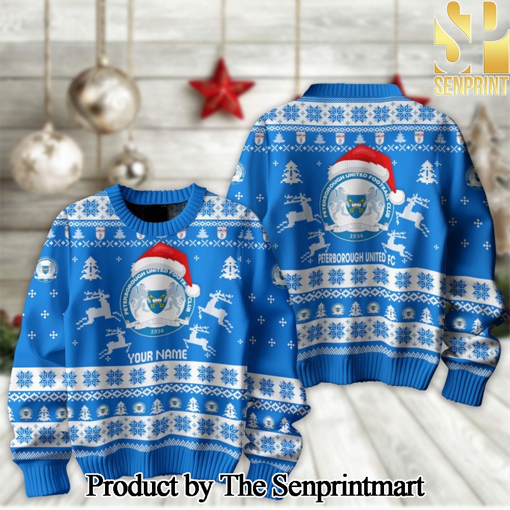 English Football League Peterborough United F.C Knitting Pattern Ugly Christmas Sweater SEN2266