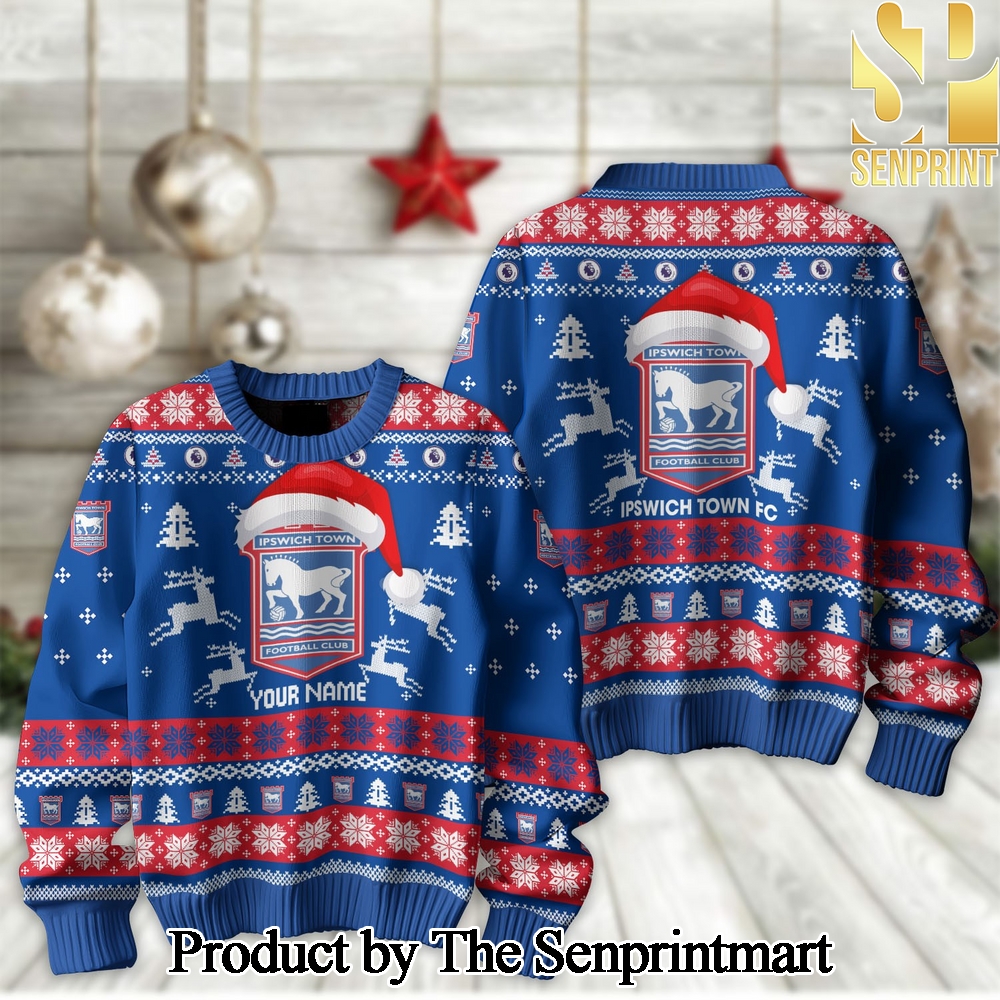 English Premier League Ipswich Town Wool Holiday Sweater SEN2143