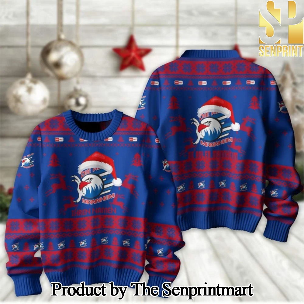 German Ice Hockey League PENNY DEL Adler Mannheim For Christmas Gifts Knitting Pattern Sweater SEN2320