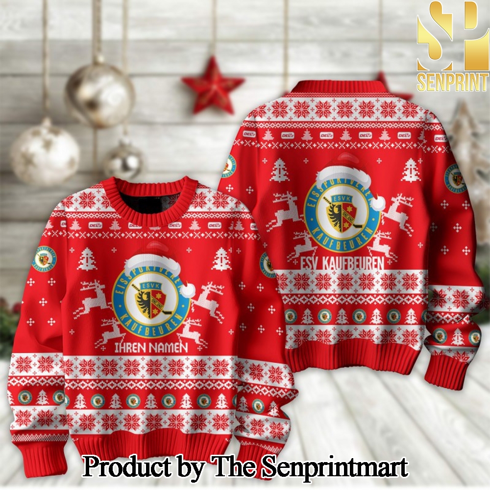 German Ice Hockey League PENNY DEL ESV Kaufbeuren Knitting Pattern Ugly Christmas Holiday Sweater SEN2309