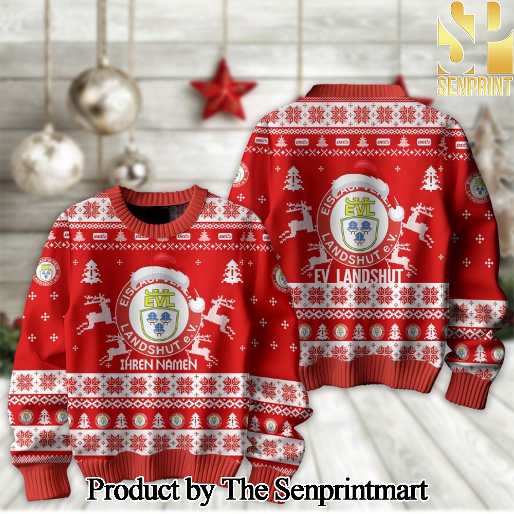 German Ice Hockey League PENNY DEL EV Landshut For Christmas Gifts Ugly Christmas Wool Knitted Sweater SEN2336