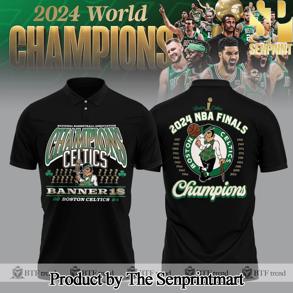 Boston Celtics 2024 NBA Finals Champions 18 Polo SEN2584