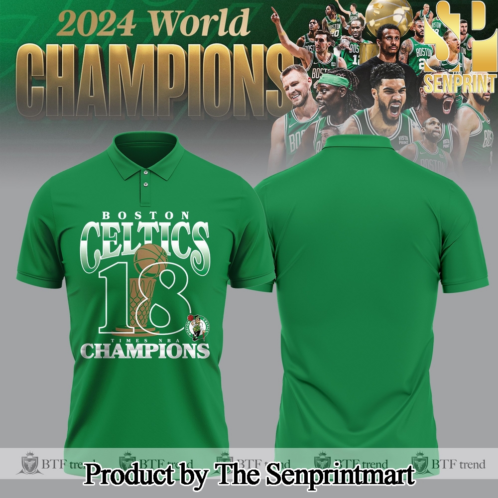 Boston Celtics 2024 NBA Finals Champions 18 Polo SEN2585