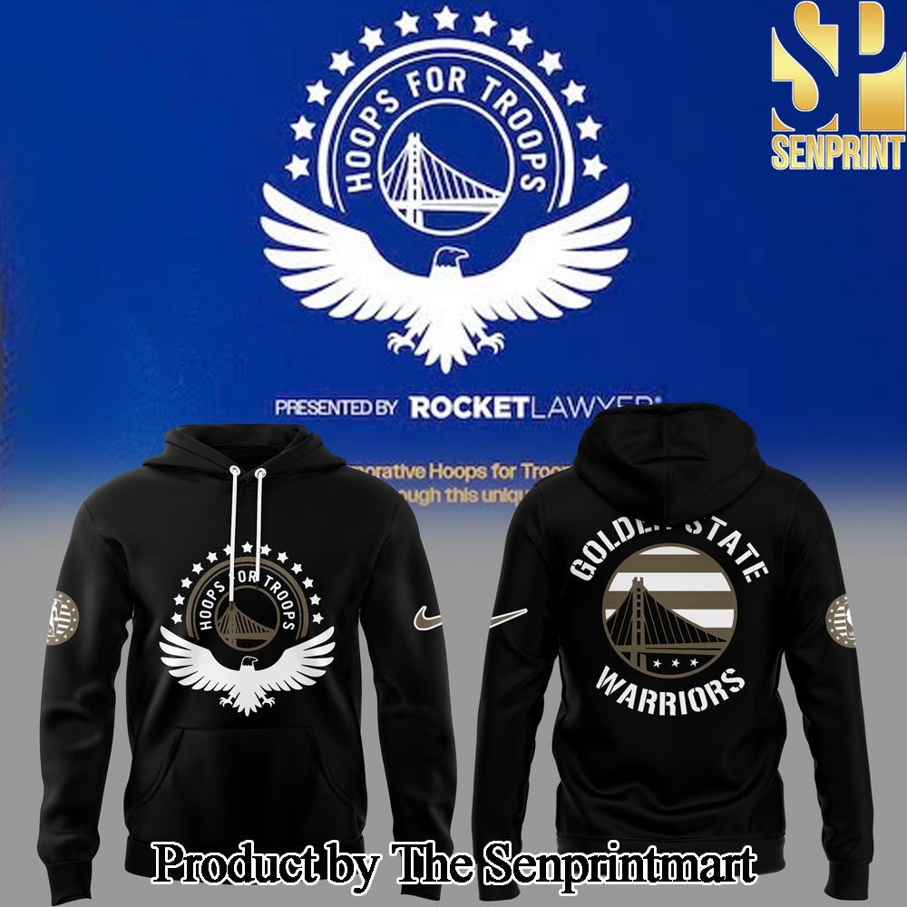 Golden State Warriors Hoops for Troops All Over Printed Classic Hoodie SEN2688