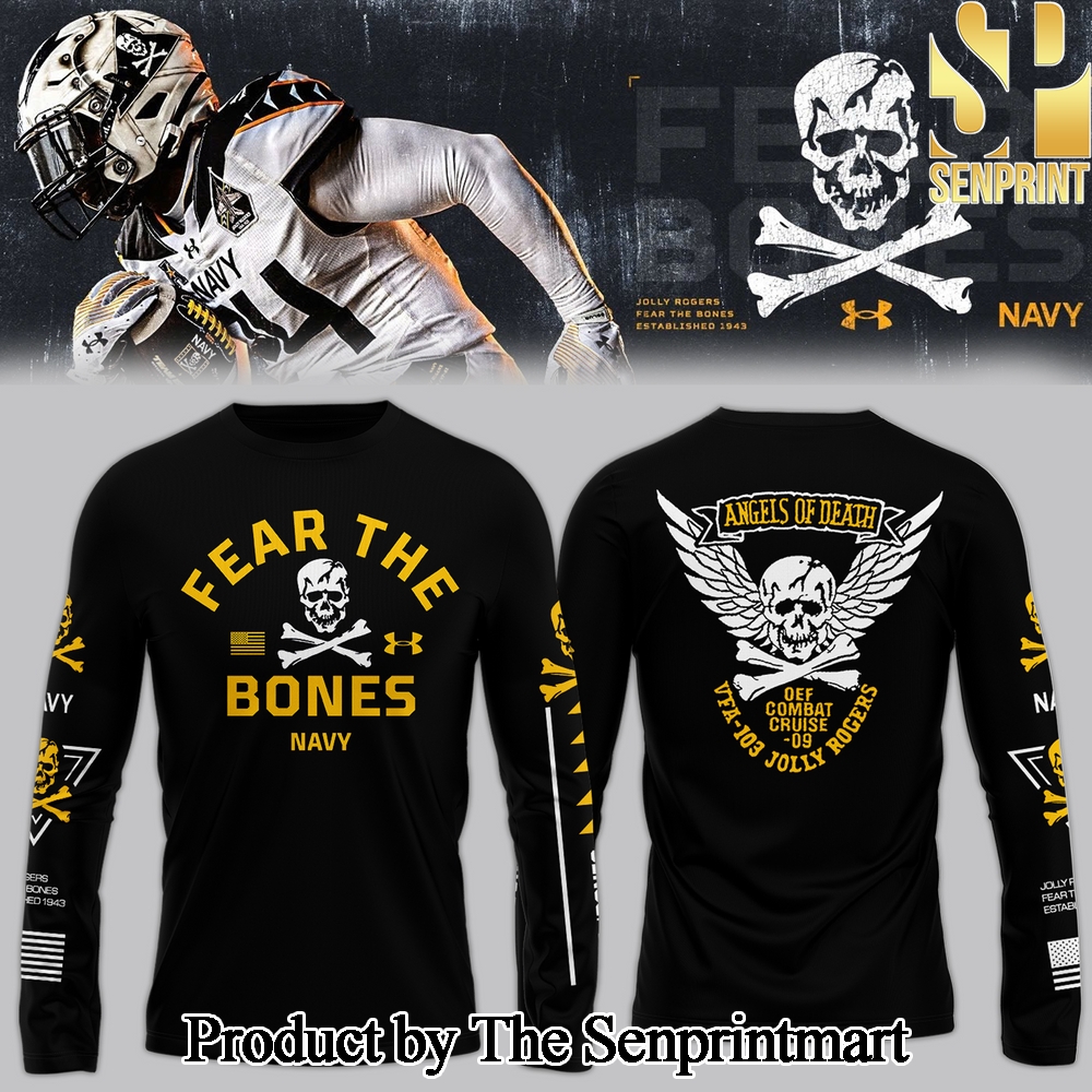 Navy Midshipmen Angel Of Death Jolly Rogers Long Sleeve Shirt SEN2749