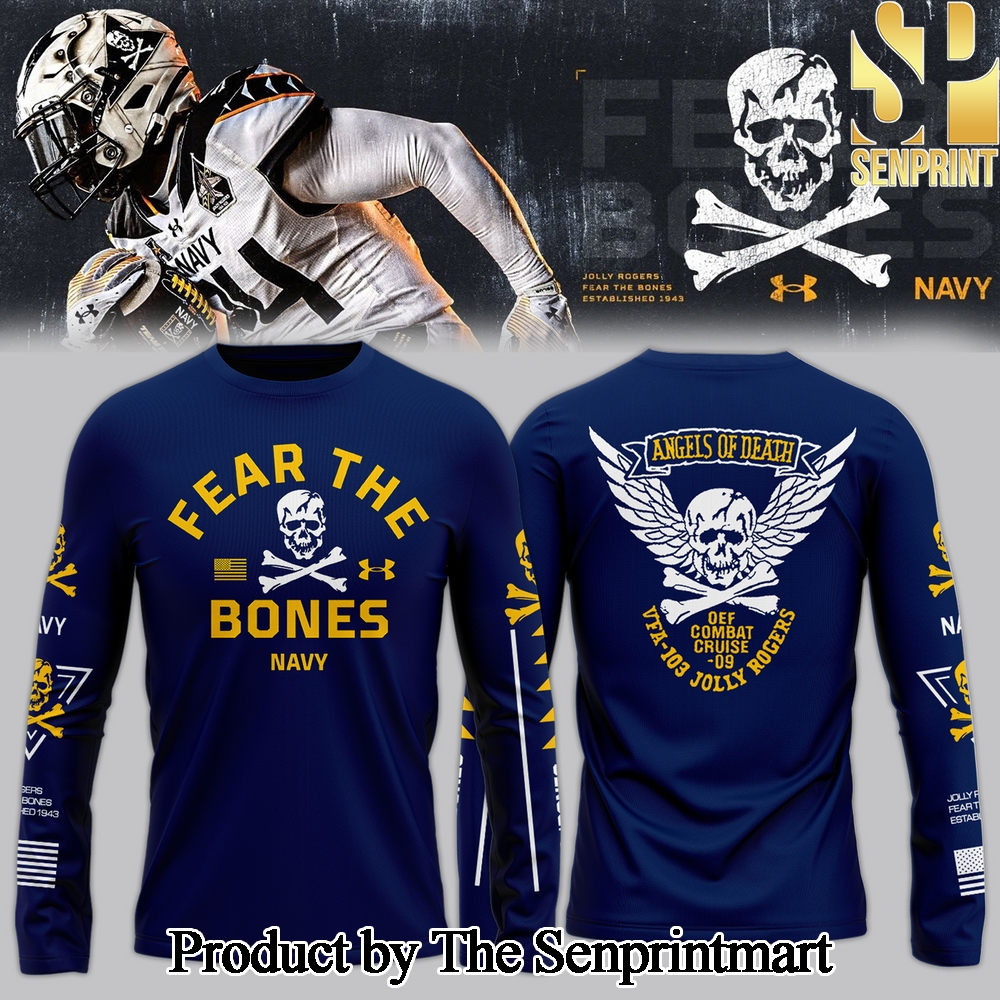 Navy Midshipmen Angel Of Death Jolly Rogers Long Sleeve Shirt SEN2762