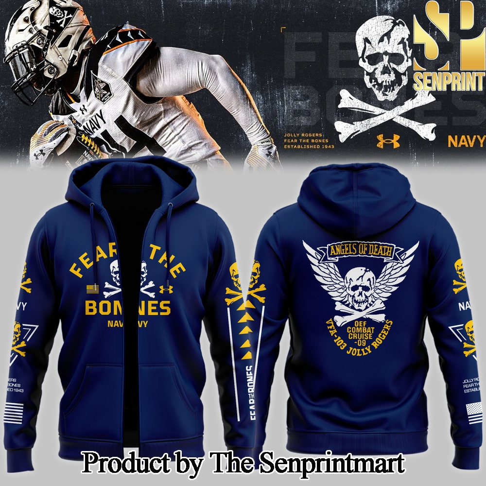 Navy Midshipmen Angel Of Death Jolly Rogers Zip Hoodie SEN2734