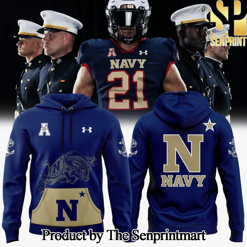 Navy Midshipmen Football 2024 All Over Printed Unisex Hoodie SEN2727