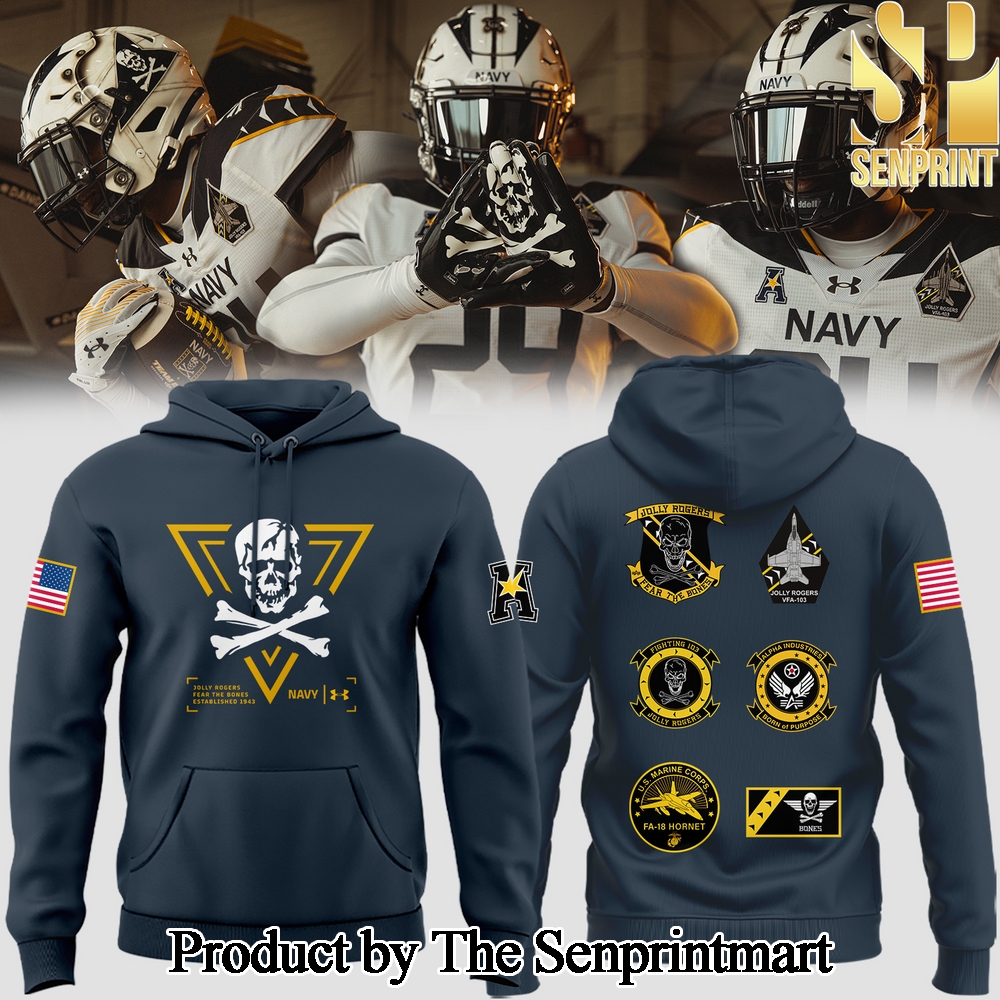 Navy Midshipmen Jolly Rogers All Over Printed Unisex Hoodie SEN2728