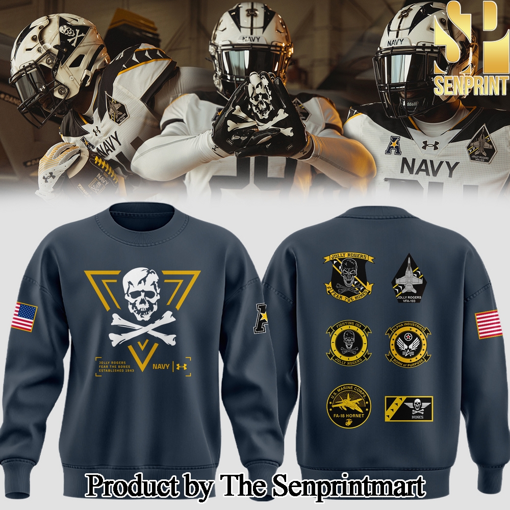 Navy Midshipmen Jolly Rogers For Fans Full Printed Sweatshirt SEN2747