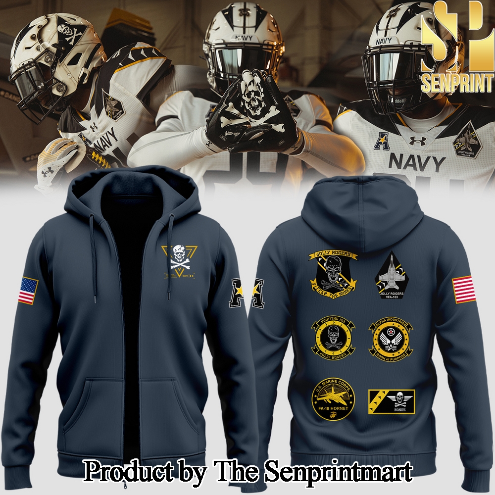 Navy Midshipmen Jolly Rogers For Fans Full Printed Zip Hoodie SEN2737