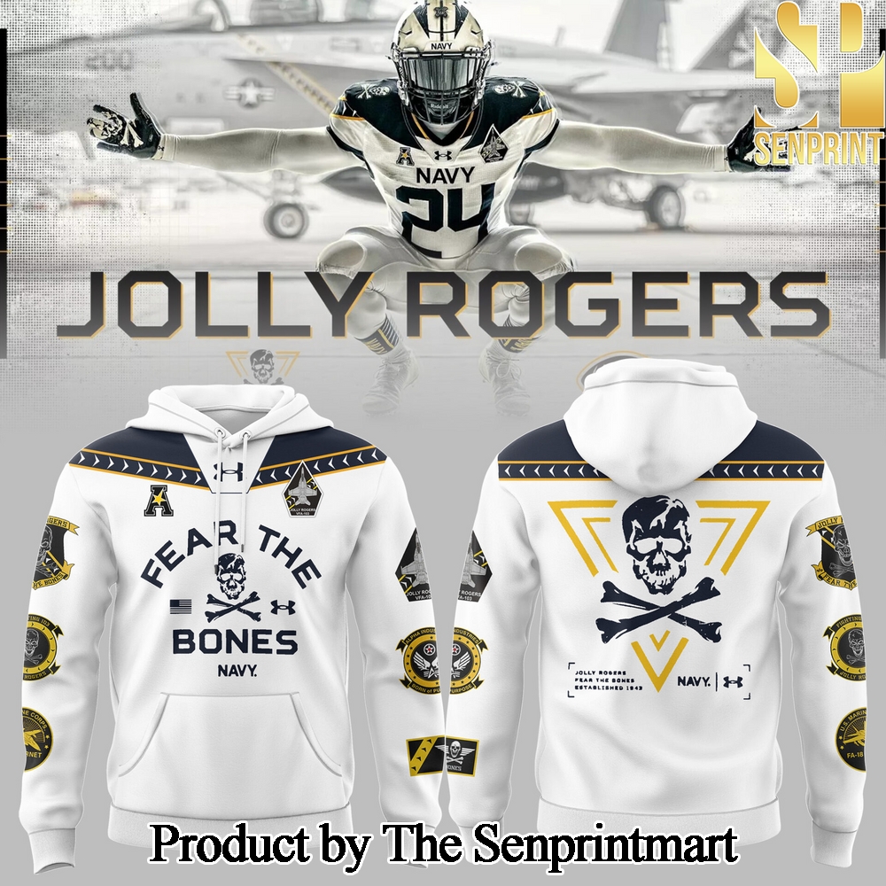 Navy Midshipmen Navy FB 2024 Gift Ideas All Over Printed White Hoodie SEN2801