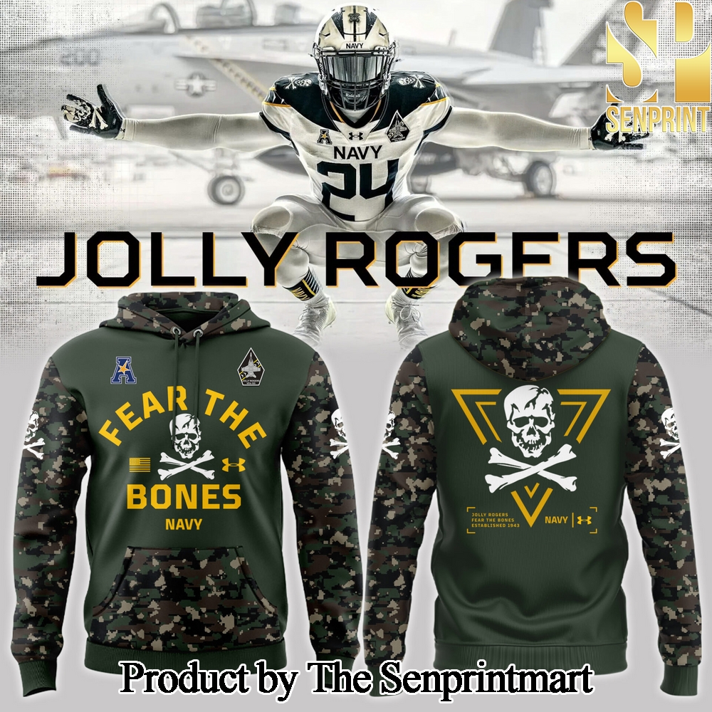 Navy Midshipmen Navy FB 2024 Limited Veterans Jolly Jogger Camo Hoodie SEN2796