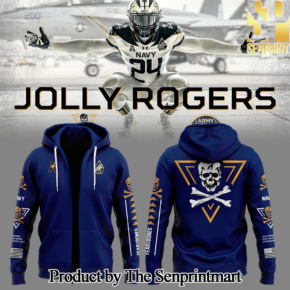 Navy Midshipmen Navy Football Zip Hoodie 2024 Navy Game Uniform SEN2774