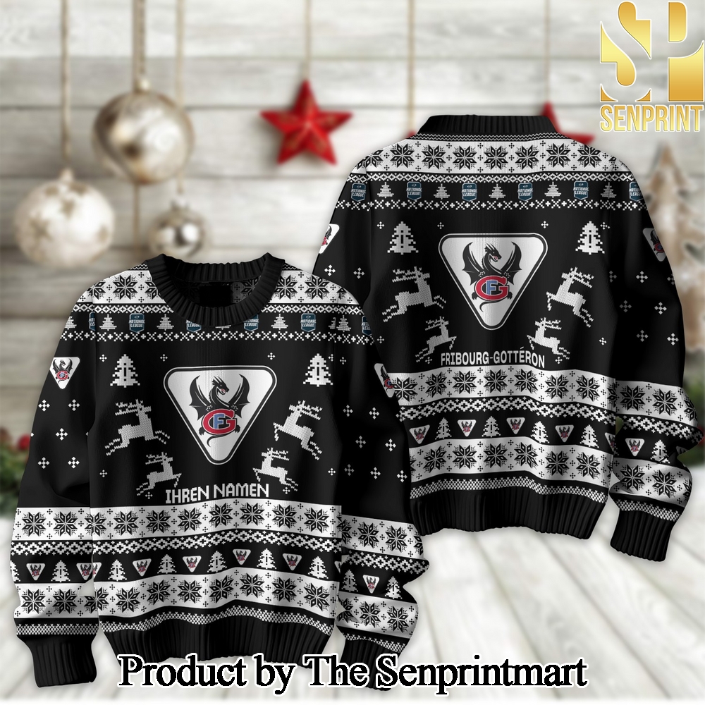 Ice Hockey National League and Swiss League Fribourg-Gotteron Ugly Christmas Holiday Sweater SEN2179