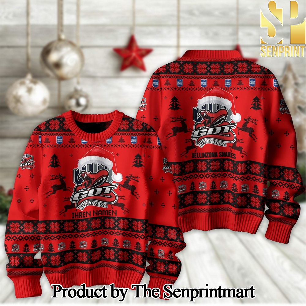 Ice Hockey National League and Swiss League GDT Bellinzona Snakes Ugly Christmas Sweater SEN2176