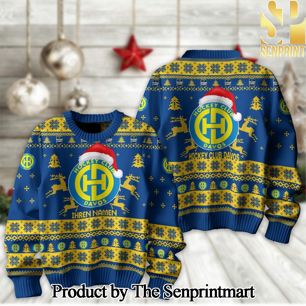 Ice Hockey National League and Swiss League HC Davos Woolen Christmas Sweater SEN2187