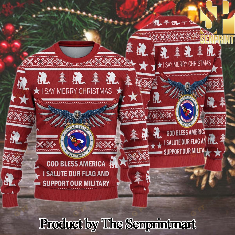 22nd Fighter Squadron For Christmas Gifts Knitting Pattern Sweater SEN0636