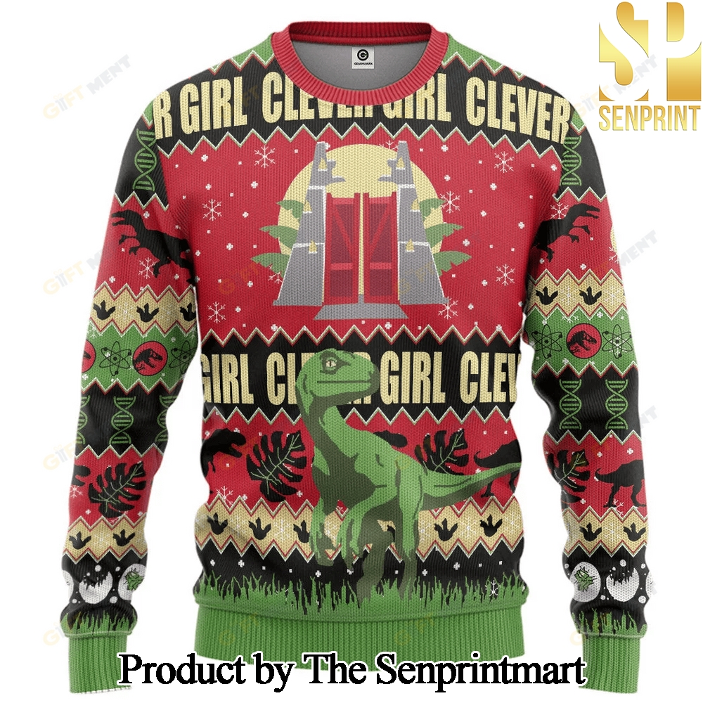 3D Jurassic Park Clever Girl Ugly Christmas Custom Ugly Christmas Holiday Sweater SEN0327