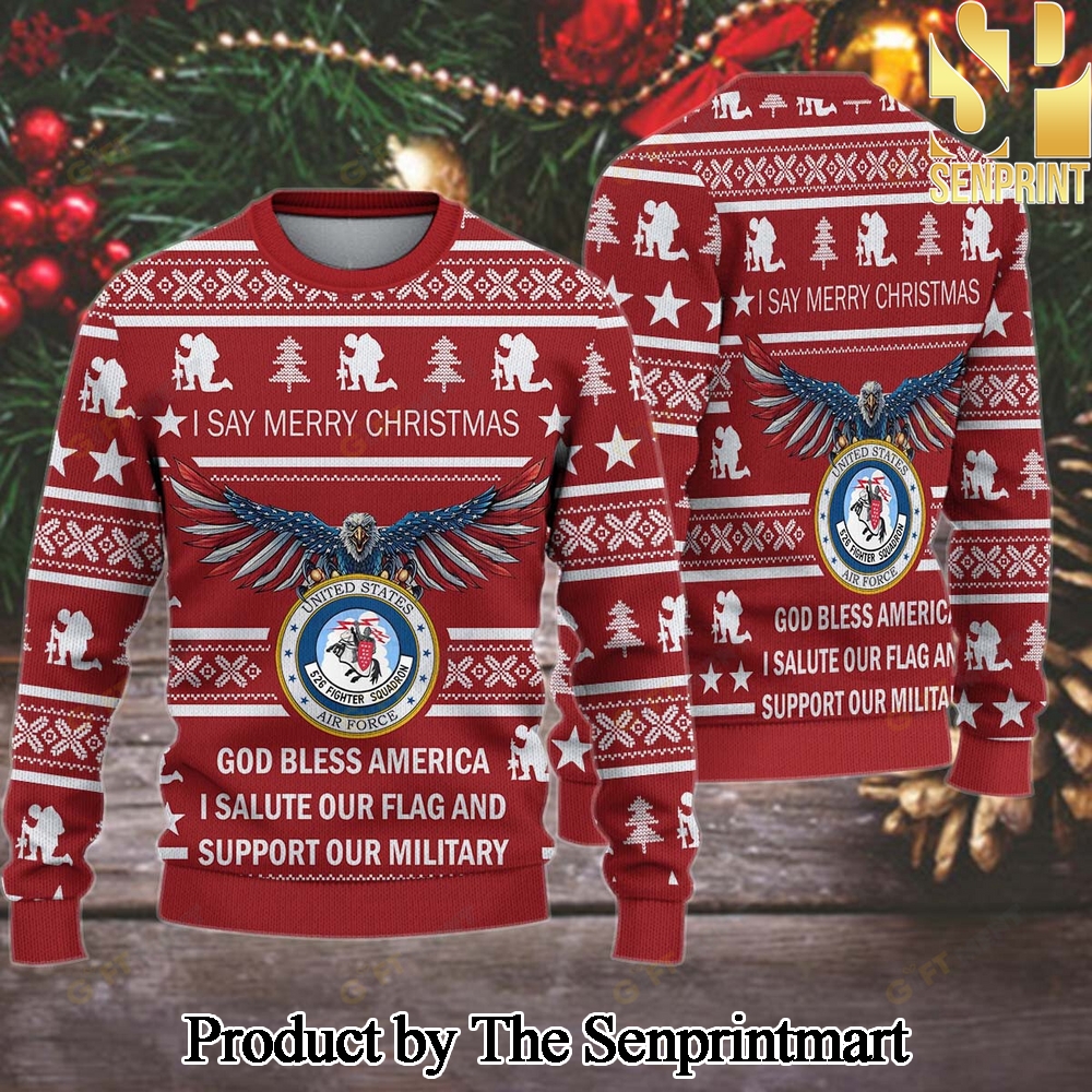 526 Fighter Squadron Ugly Christmas Wool Knitted Sweater SEN0640