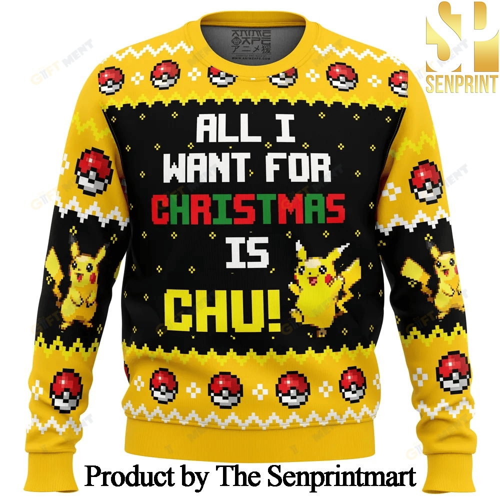 All I Want Pikachu Pokemon For Christmas Gifts Ugly Christmas Sweater SEN0273