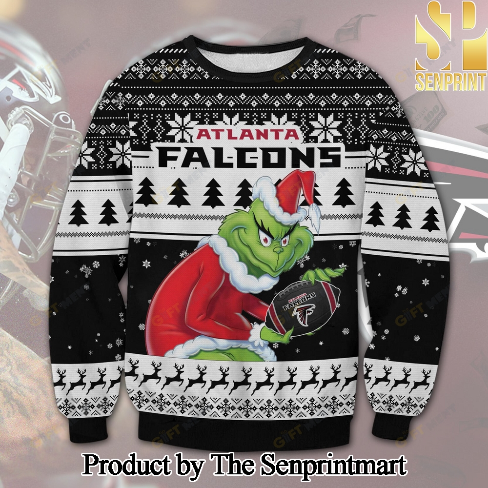 Atlanta Falcons Grinch Knitting Pattern 3D Print Ugly Sweater SEN0743