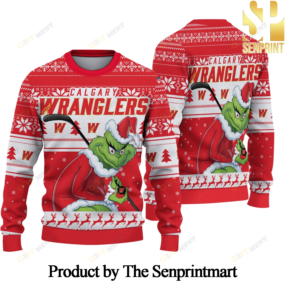 Calgary Wranglers Grinch For Christmas Gifts Ugly Xmas Wool Knitted Sweater SEN0716