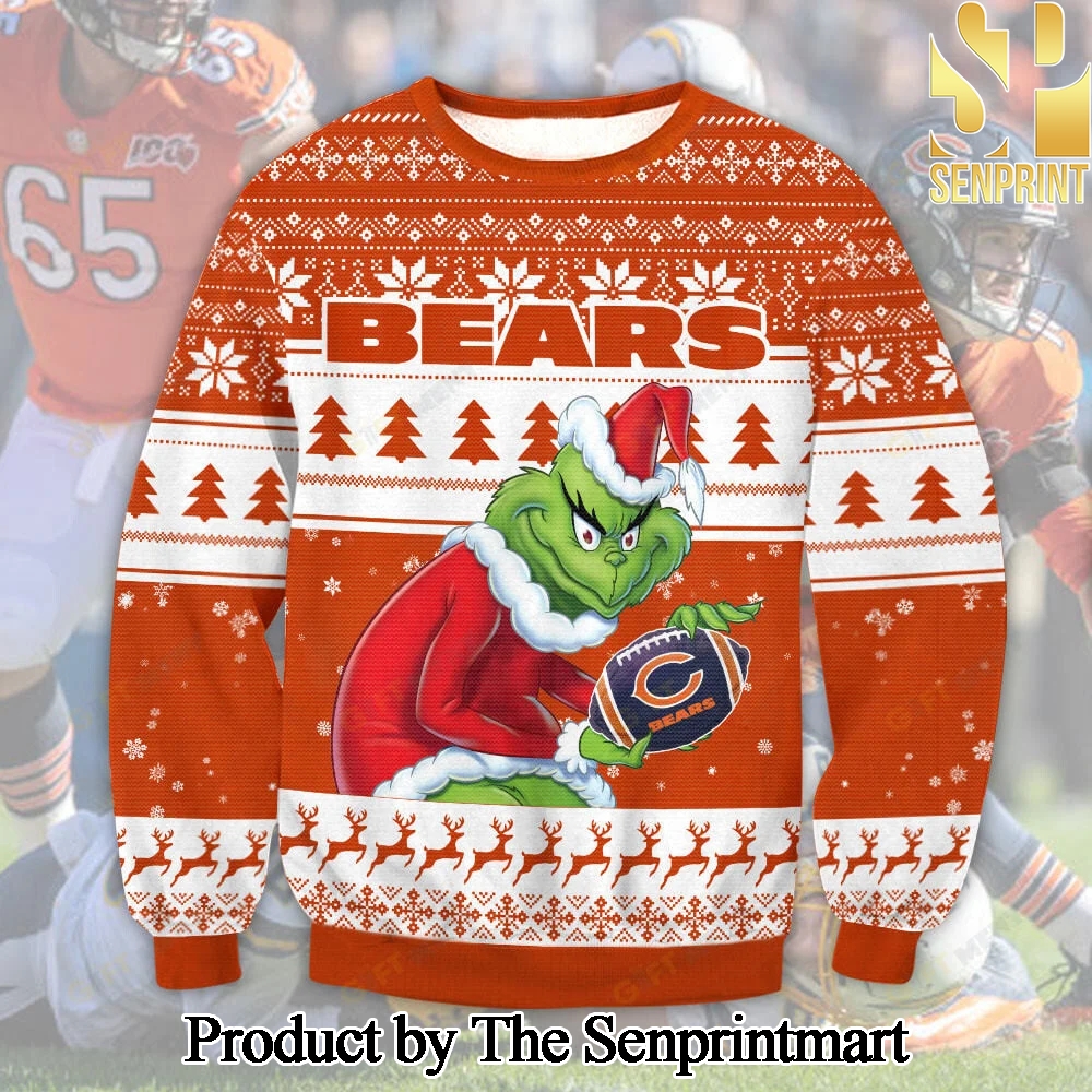 Chicago Bears Grinch For Christmas Gifts Knitting Pattern Sweater SEN0741