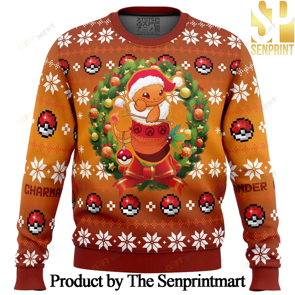 Christmas Charmander Pokemon For Christmas Gifts Christmas Ugly Wool Knitted Sweater SEN0256