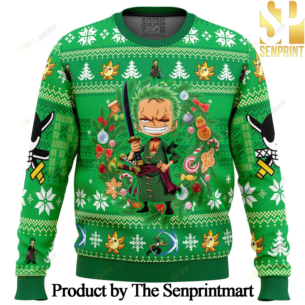 Christmas Zoro One Piece For Christmas Gifts Christmas Ugly Wool Knitted Sweater SEN0235