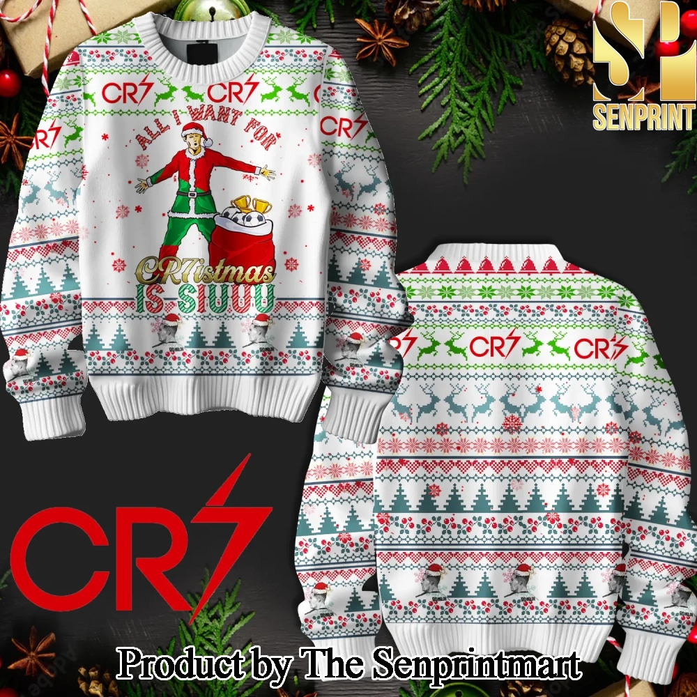 Cristiano Ronaldo Knitting Pattern Ugly Christmas Sweater SEN0120