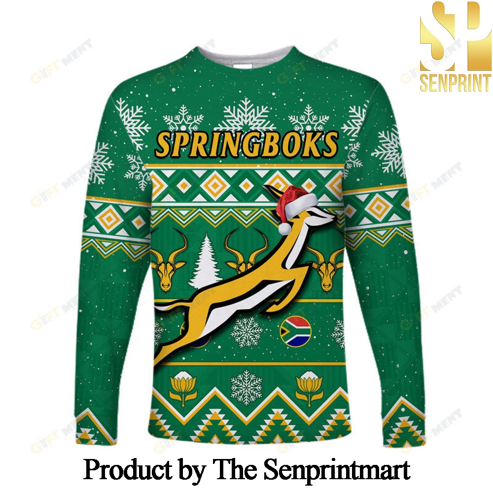 Custom Personalised South Africa Rugby Christmas Springboks For Christmas Gifts Knitting Pattern Sweater SEN0720