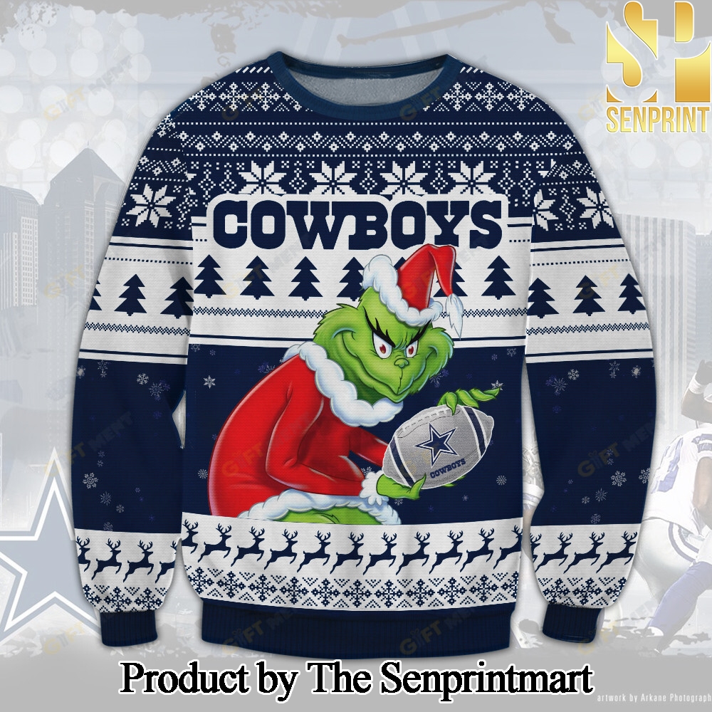 Dallas Cowboys Grinch Knitting Pattern Ugly Christmas Holiday Sweater SEN0751