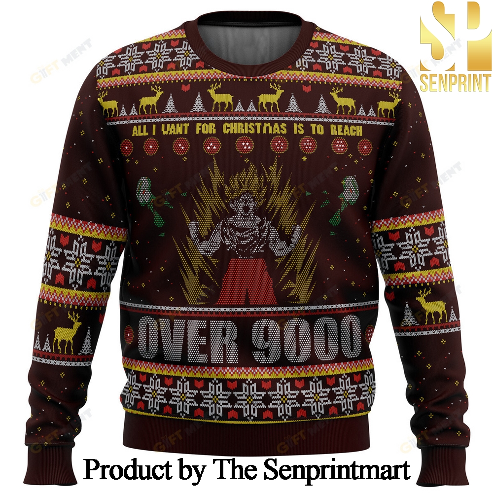 DBZ Goku Over 9000 Dragon Ball Z Knitting Pattern Ugly Christmas Holiday Sweater SEN0331