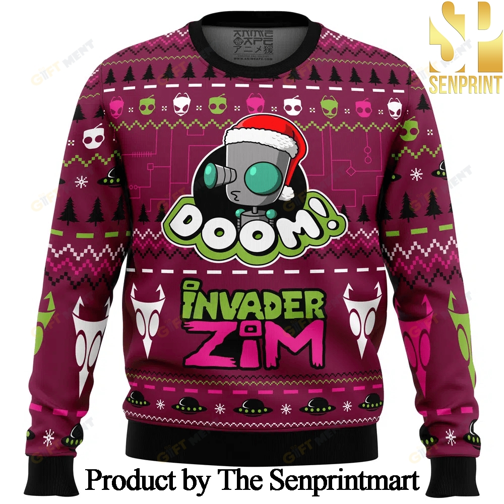 Doom Invader Zim For Christmas Gifts Ugly Xmas Wool Knitted Sweater SEN0212