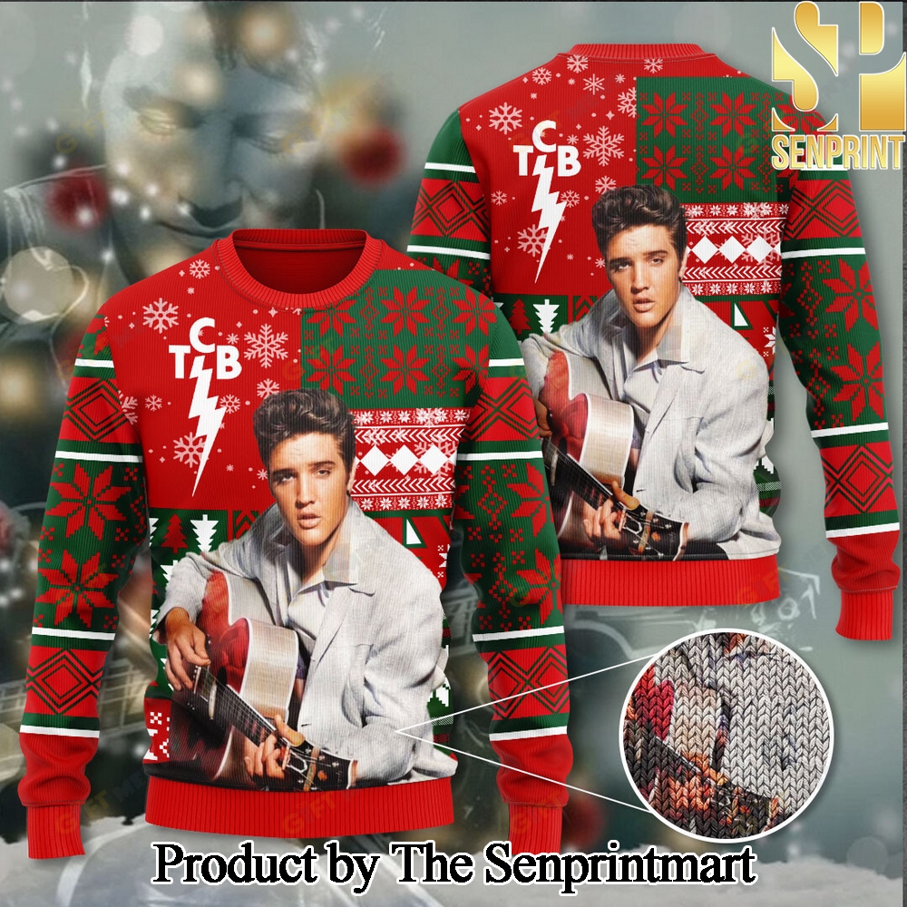 Elvis Presley 3D Knitting Pattern Ugly Christmas Holiday Sweater SEN0184