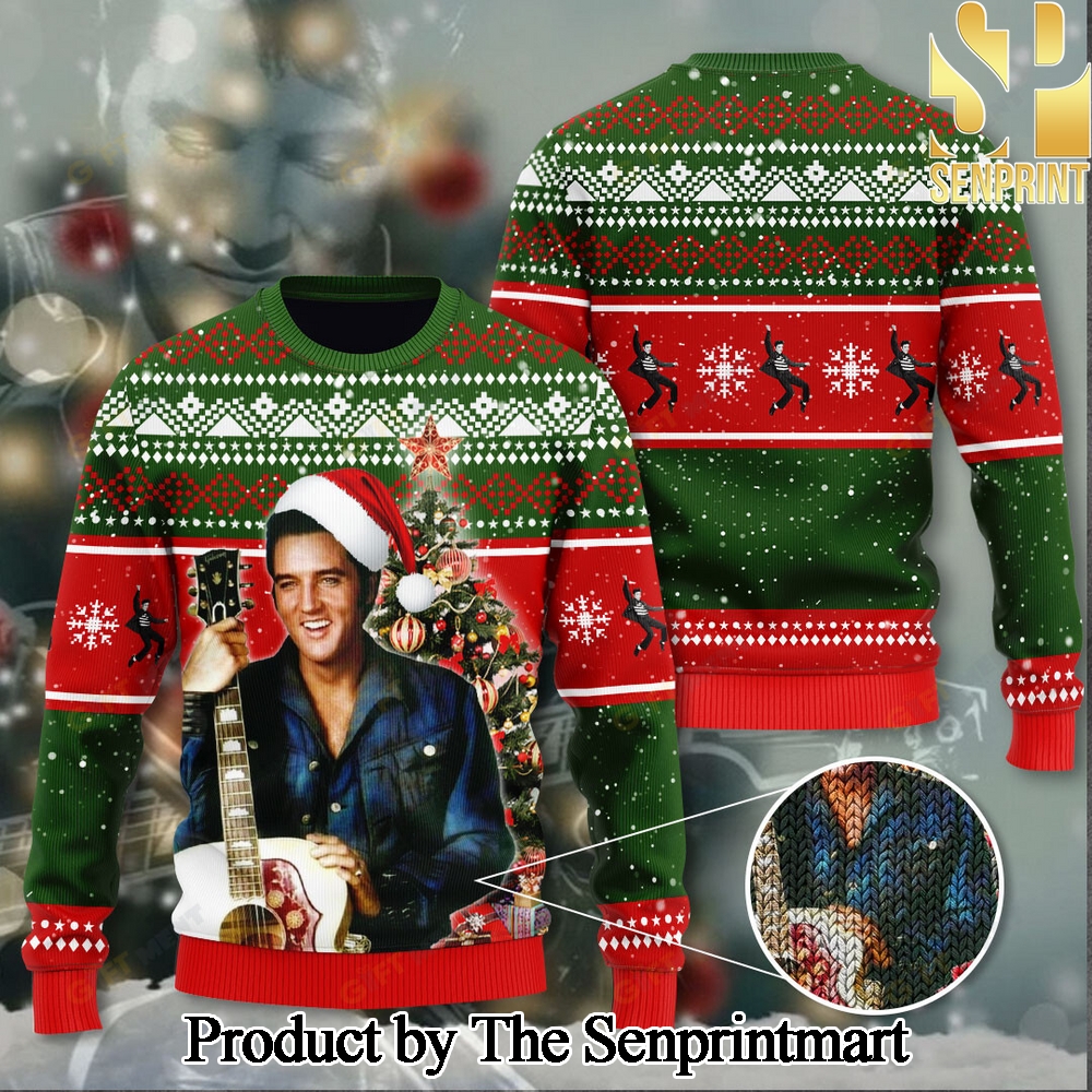 Elvis Presley 3D Knitting Pattern Ugly Christmas Sweater SEN0183