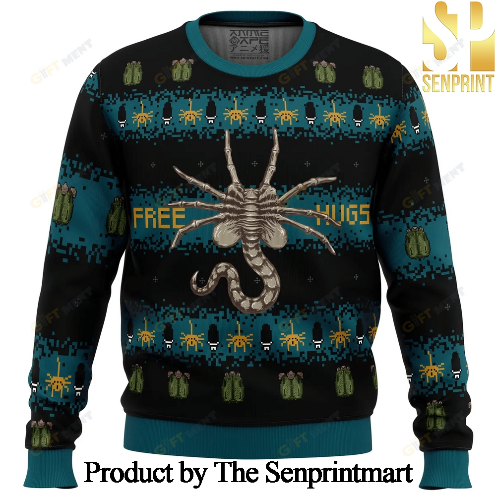 Free Hugs Alien Facehugger For Christmas Gifts 3D Printed Ugly Christmas Sweater SEN0215