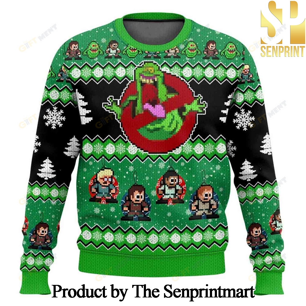 Ghostbusters Slimer Knitting Pattern Ugly Christmas Holiday Sweater SEN0352