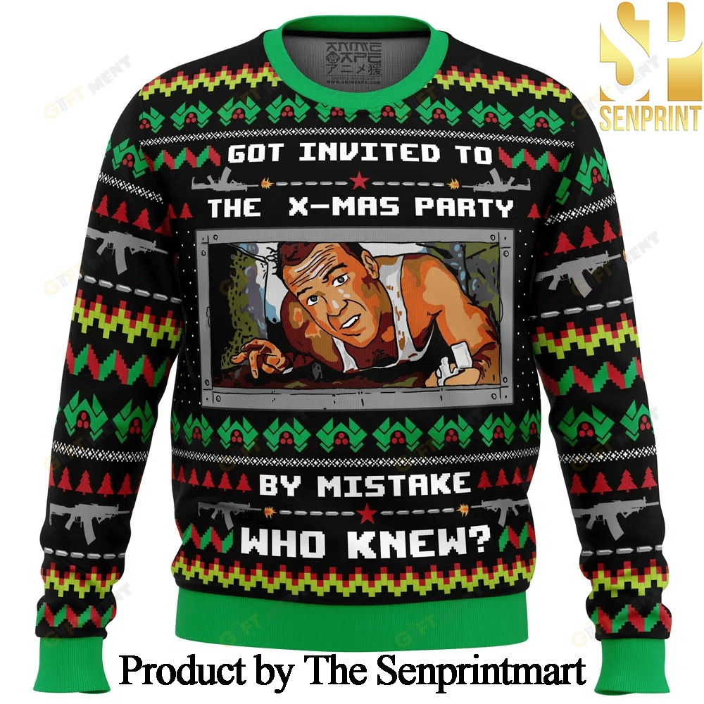 Got Invited to a Christmas Party Die Hard Knitting Pattern 3D Print Ugly Sweater SEN0239