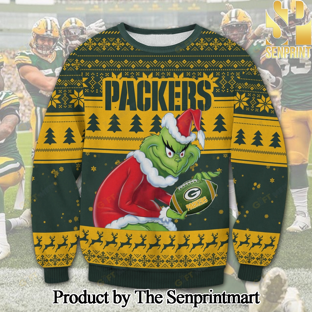 Green Bay Packers Grinch For Christmas Gifts Ugly Xmas Wool Knitted Sweater SEN0737