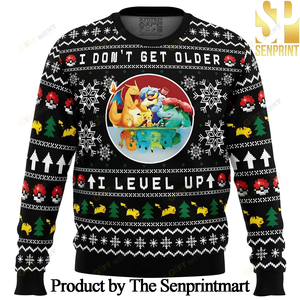 I Don’t Get Older I Level Up Pokemon For Christmas Gifts Ugly Christmas Sweater SEN0252