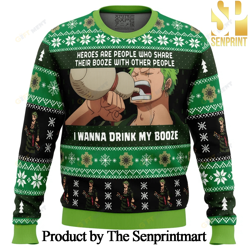 I Wanna Drink My Booze Zoro One Piece Woolen Christmas Sweater SEN0230