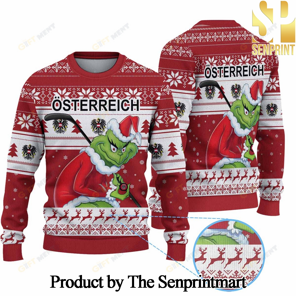 ICE Austria ice Hockey x Grinch For Christmas Gifts Christmas Ugly Wool Knitted Sweater SEN0151