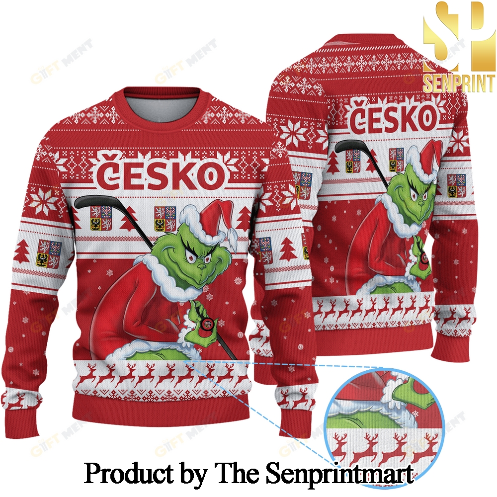 ICE CZECHIA ice Hockey x Grinch For Christmas Gifts Ugly Xmas Wool Knitted Sweater SEN0149