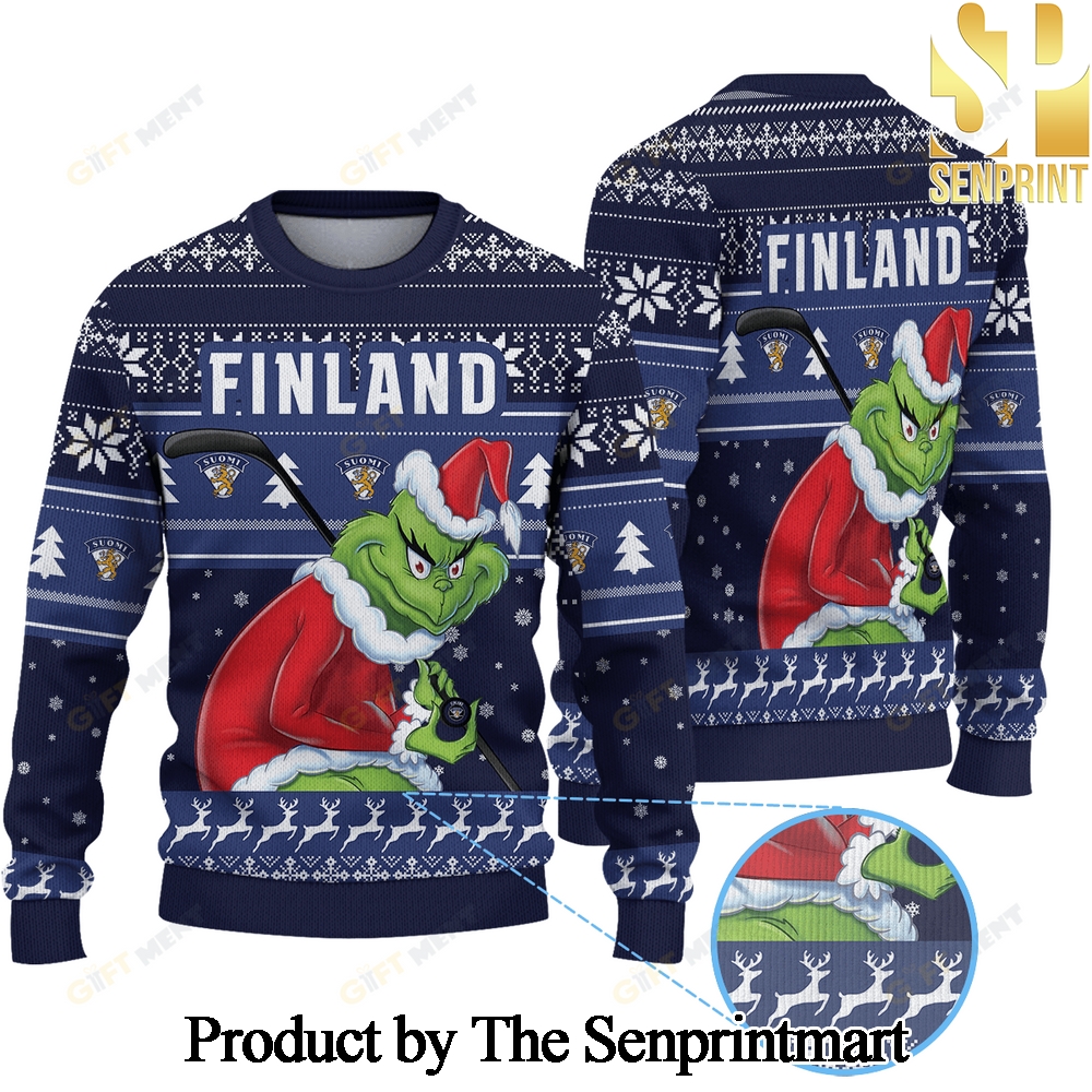 ICE FINLAND ice Hockey x Grinch For Christmas Gifts Ugly Christmas Sweater SEN0147