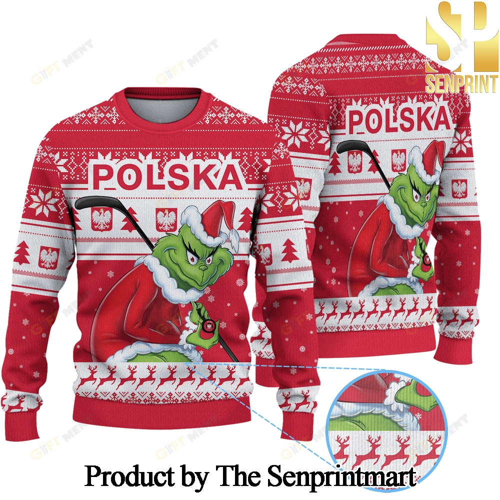 ICE POLAND ice Hockey x Grinch Christmas Ugly Wool Knitted Sweater SEN0139