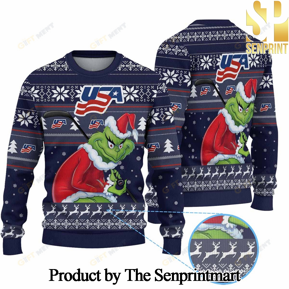 ICE UNITED STATES ice Hockey x Grinch Ugly Christmas Sweater SEN0135